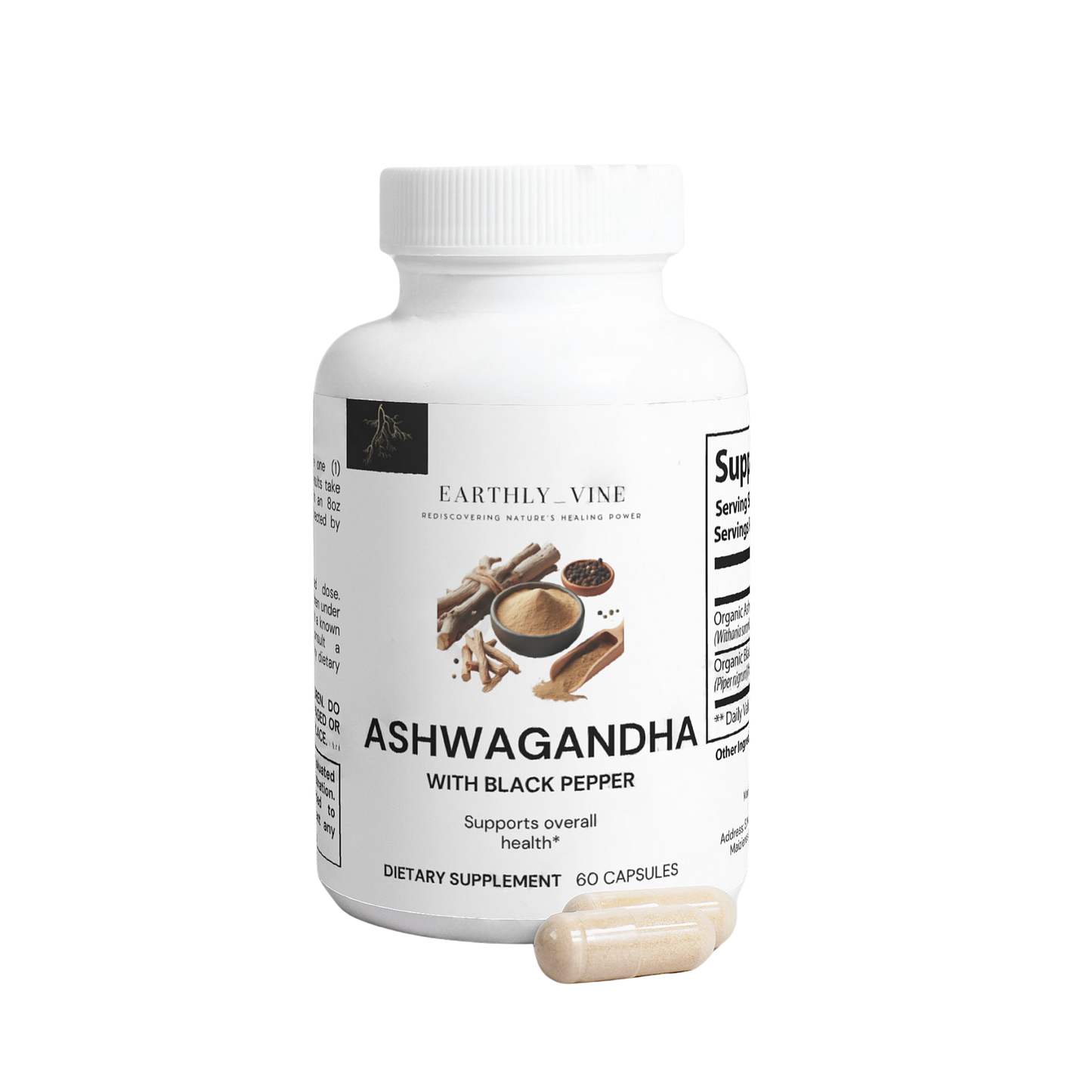 Ashwagandha capsule & bottle
