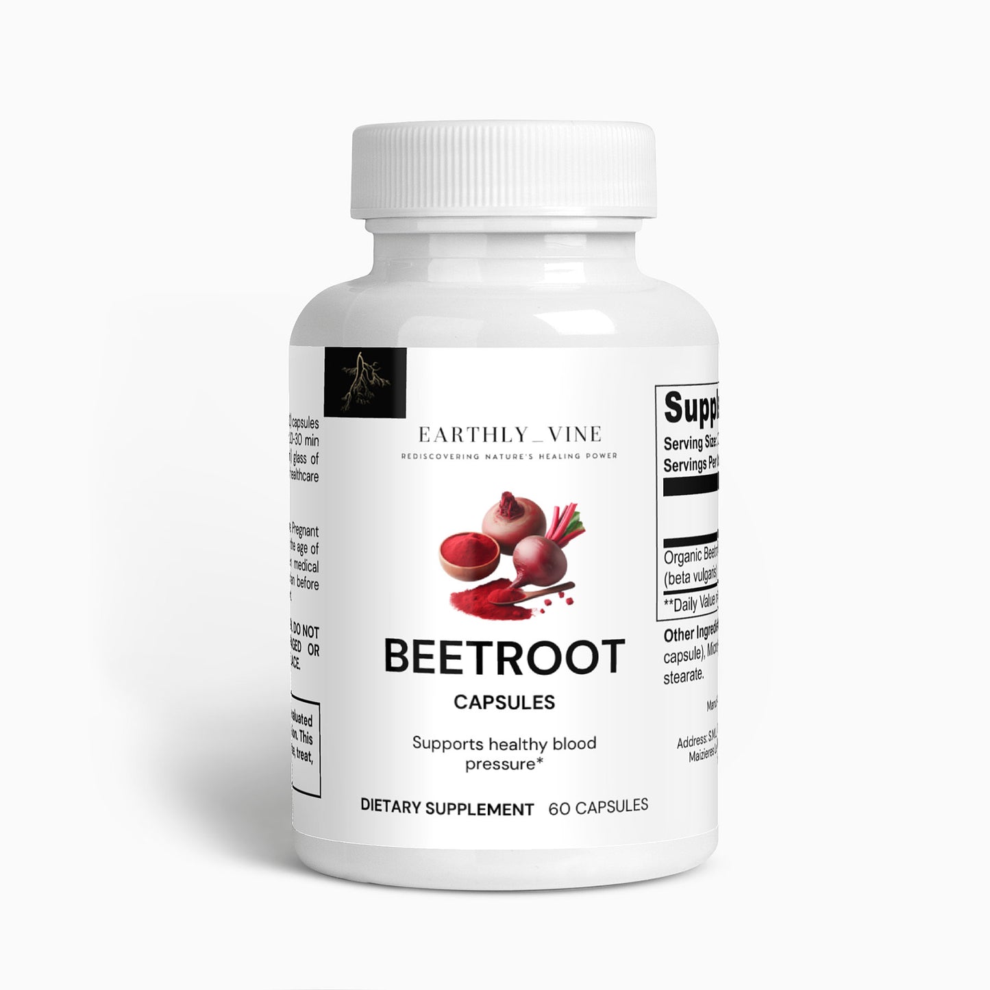 Beetroot supplement bottle