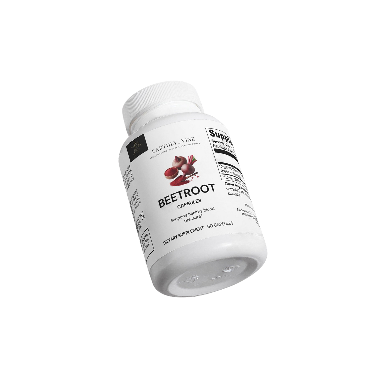 Side shot of beetroot bottle on it's side