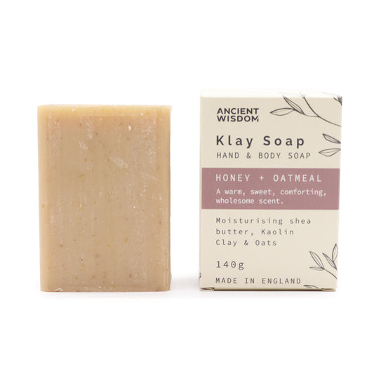 Close-up of natural oat texture in handcrafted Klay soap