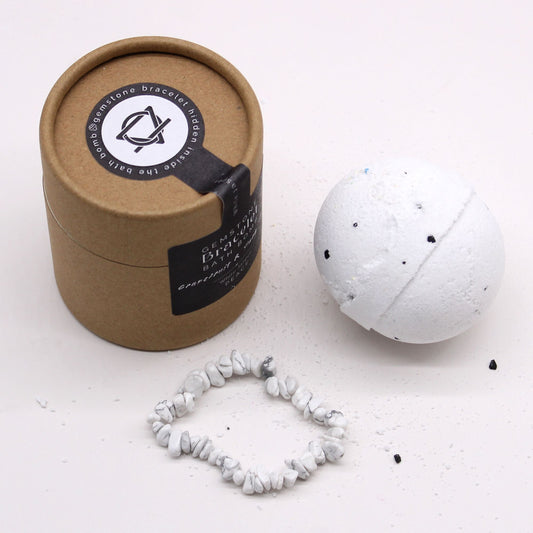 White Jasper Gemstone Bracelets Bath Bomb - Grapefruit & Ylang Ylang