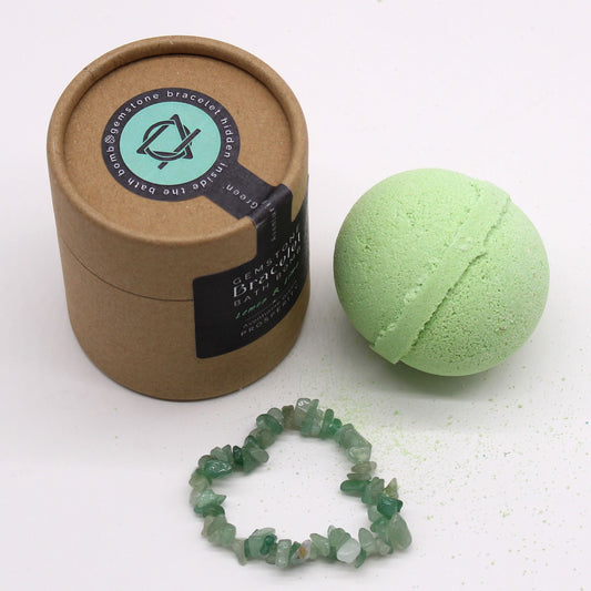 Green Aventurine Gemstone Bracelets Bath Bomb - Lemon & Lime