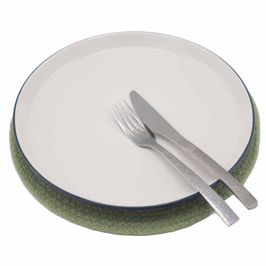 Jute & Cotton Place Mat 30 cm - Olive Border