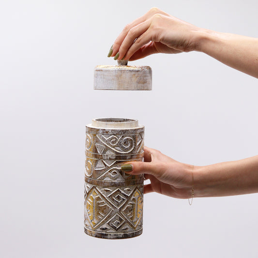 Open jar showing internal storage space and vertical profile