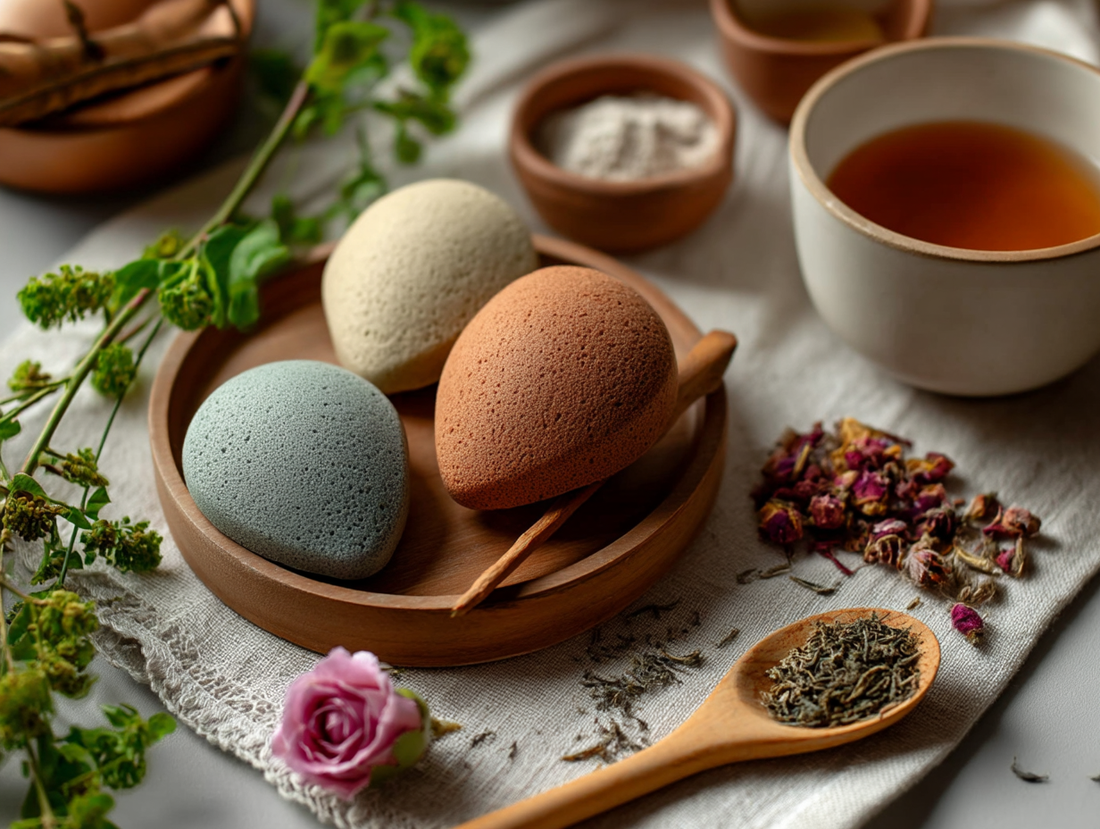 Step-by-step guide showing how to use a Konjac sponge