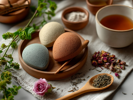 Step-by-step guide showing how to use a Konjac sponge