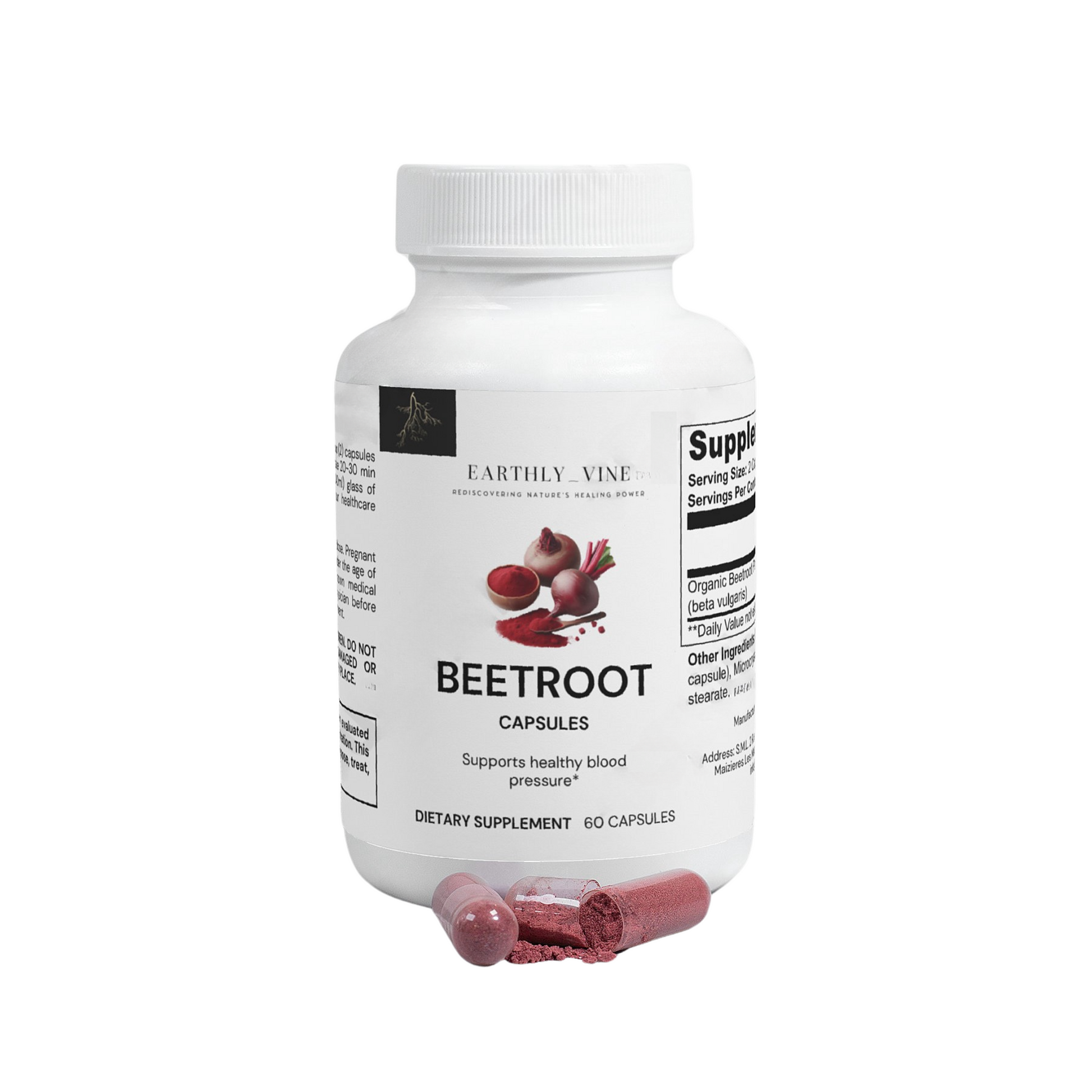 Beetroot bottle with Open Capsules