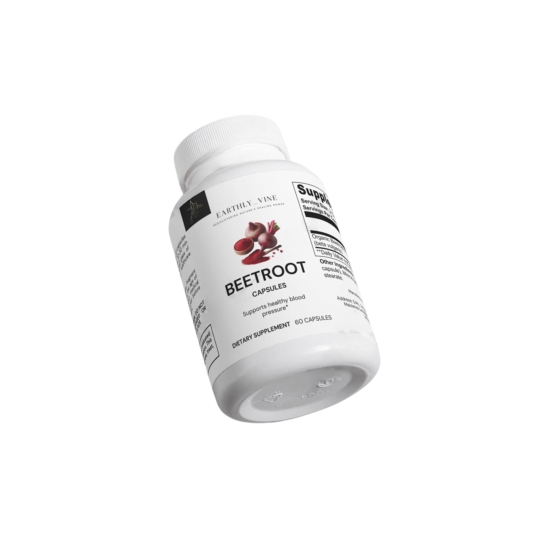 Side shot of beetroot bottle on it's side