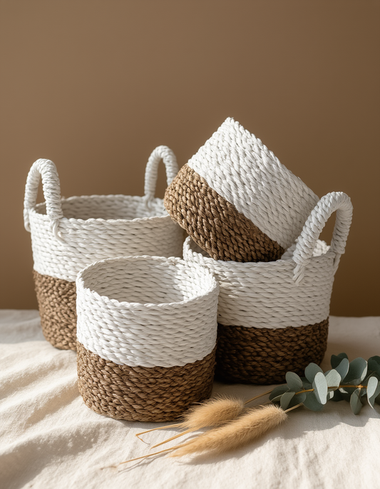 Seagrass Basket Set - Natural White