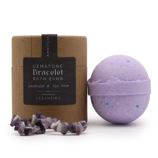 Amethyst Gemstone Bracelets Bath Bomb - Lavender &amp; Tea Tree