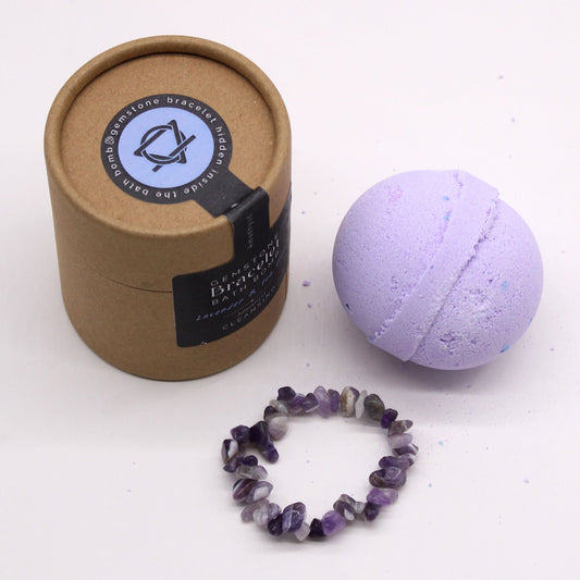 Amethyst Gemstone Bracelets Bath Bomb - Lavender &amp; Tea Tree