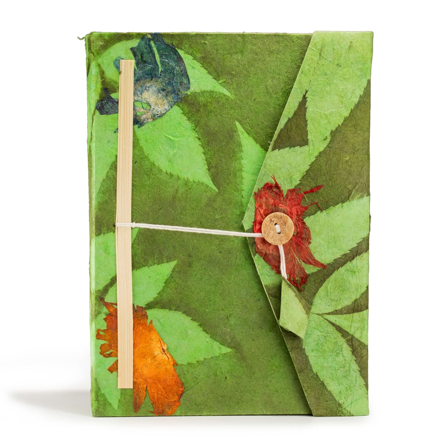 Moss-green handmade Lokta notebook included in the Rainy Window Ritual