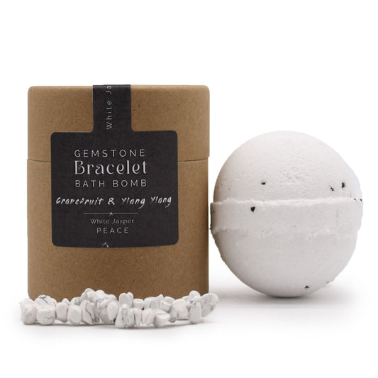 White Jasper Gemstone Bracelets Bath Bomb - Grapefruit & Ylang Ylang