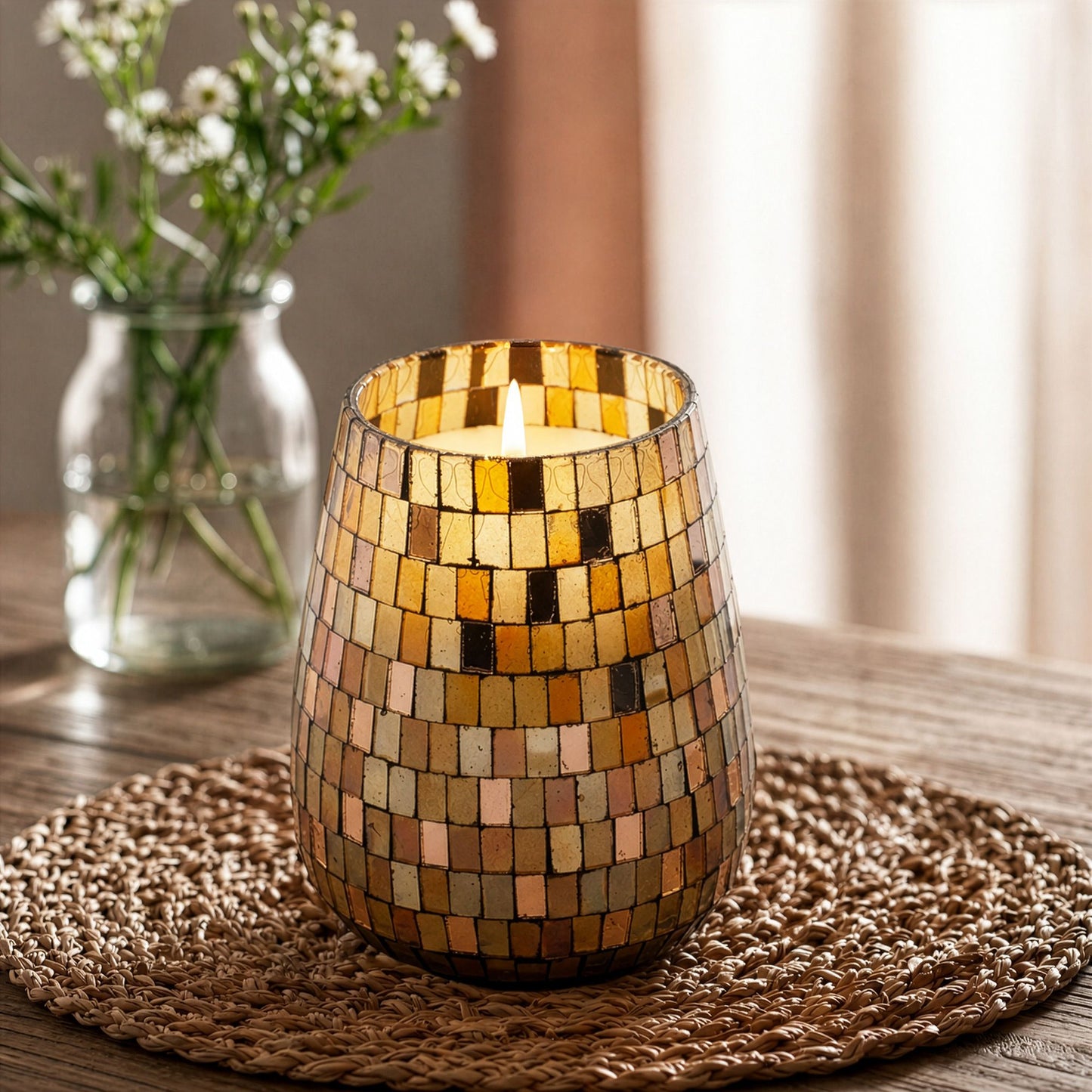 Tall Glass Jar Candles - Amber Mosaic