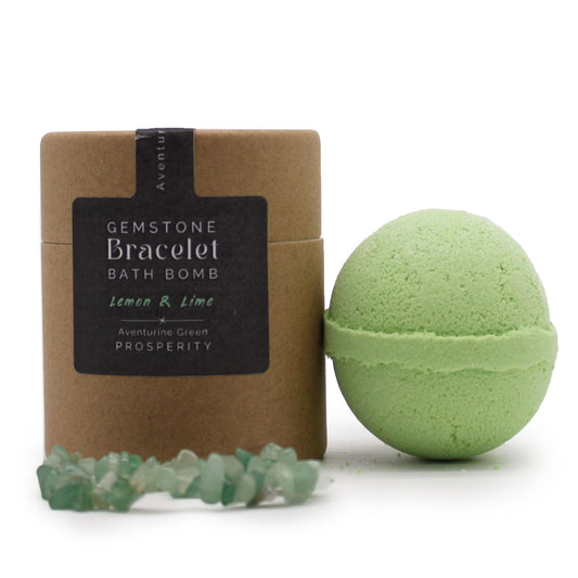 Green Aventurine Gemstone Bracelets Bath Bomb - Lemon & Lime